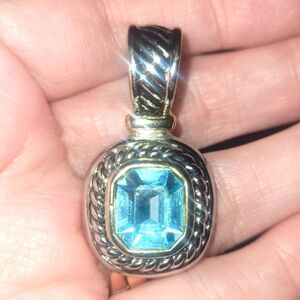Blue Topaz Albion gold and silver pendant